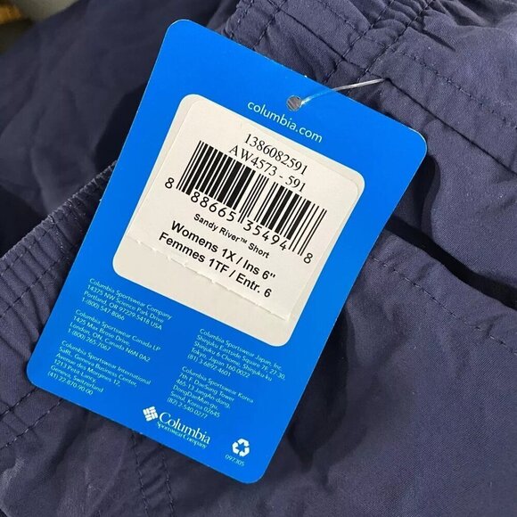 Columbia Sandy River Short Women's 1X Blue Solid Nylon Outdoor NWT SS-1057‎ - Picture 4 of 10
